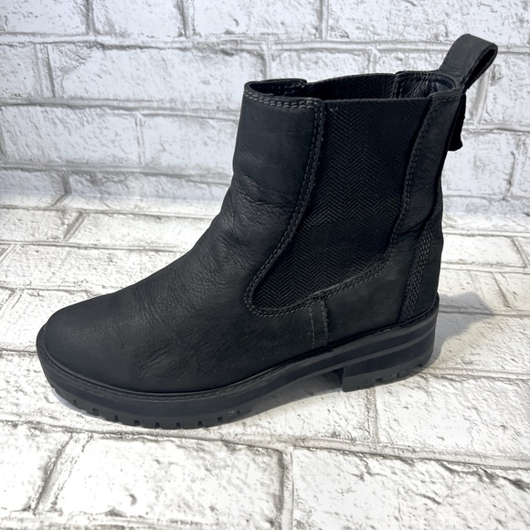 👢 TIMBERLAND WOMEN'S COURMAYEUR VALLEY CHELSEA BLACK NUBUCK BOOT. SZ US 7 - Picture 9 of 11